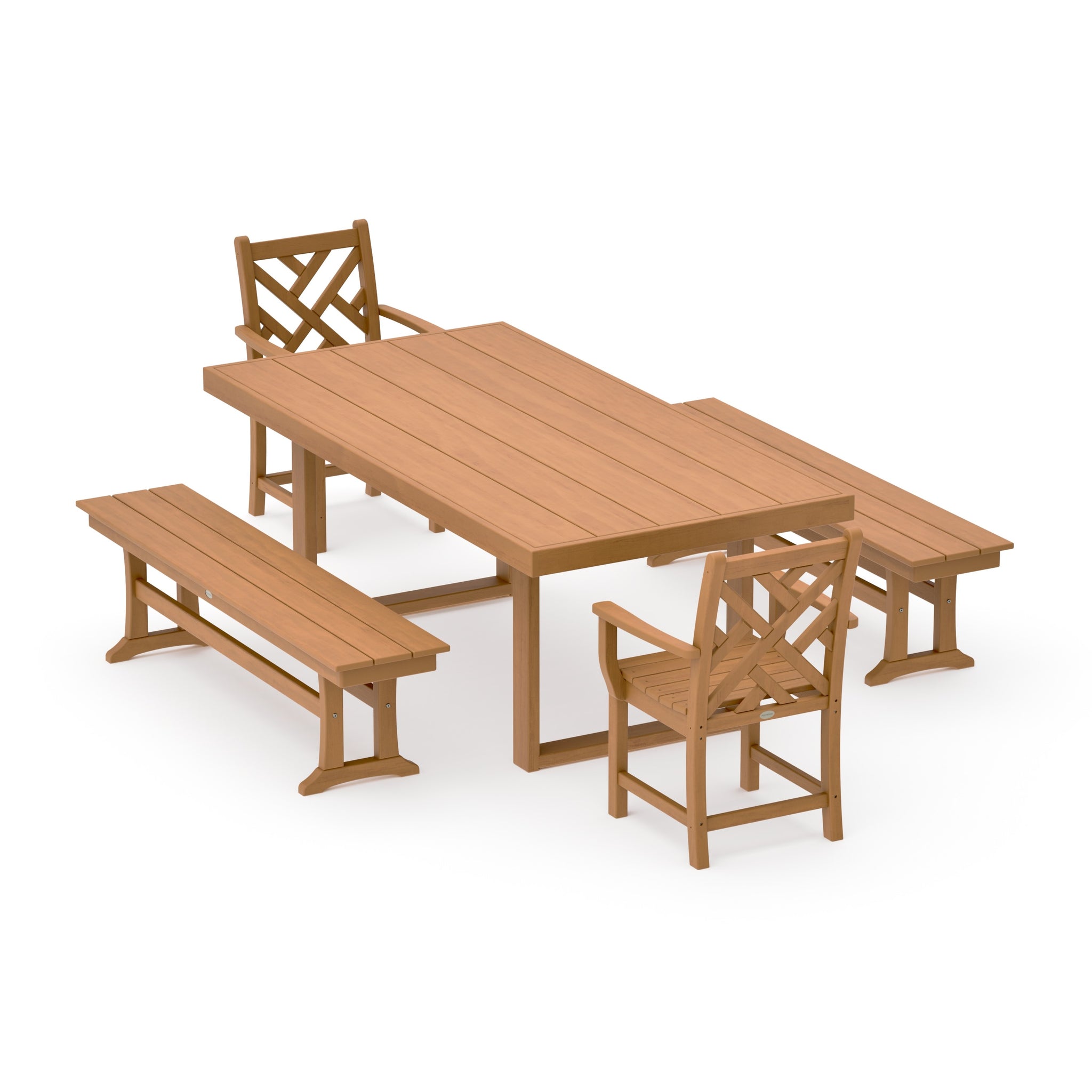Chippendale 5-Piece Dining Set with Benches