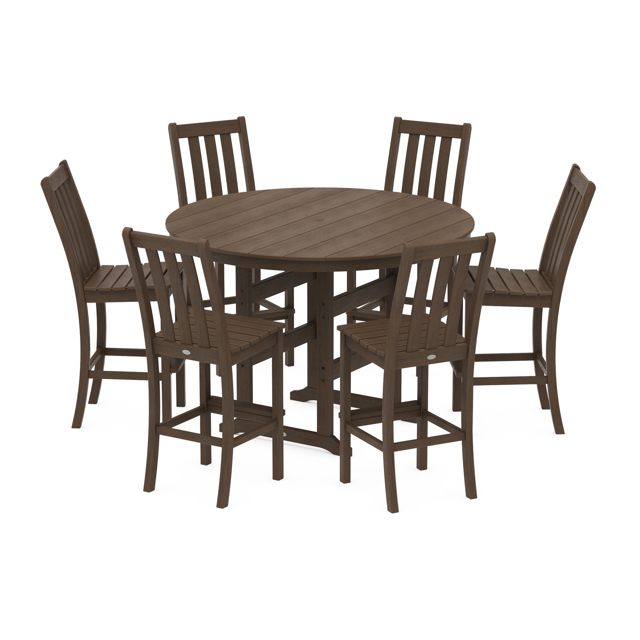 Vineyard 7-Piece Side Chair Round Farmhouse Bar Set