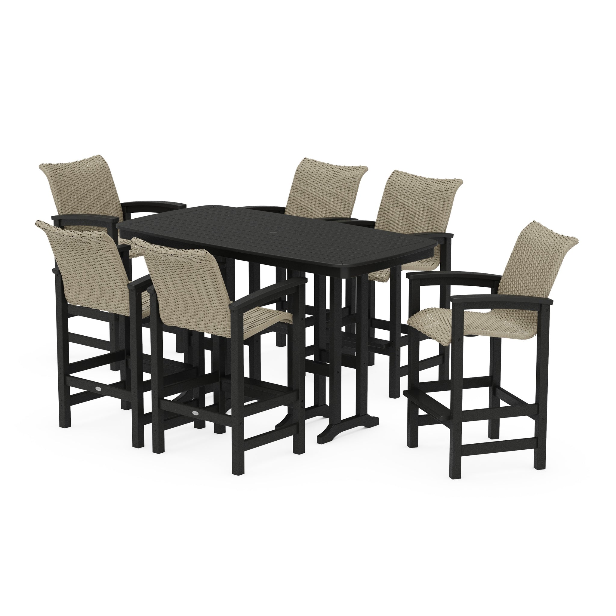 Coastal Woven Arm Chair 7-Piece Bar Set
