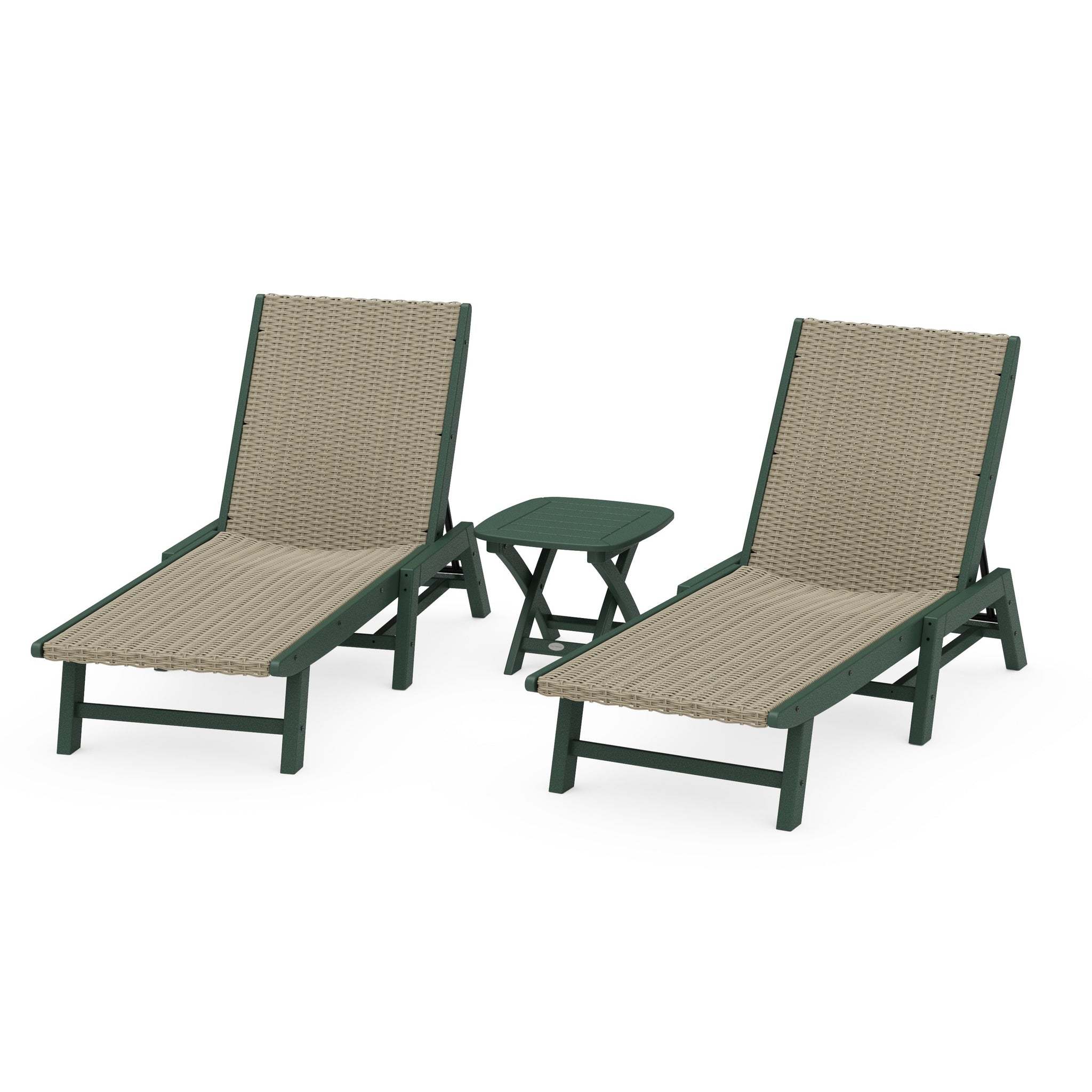 3 - Piece Coastal Woven Chaise Chaise Lounge Set