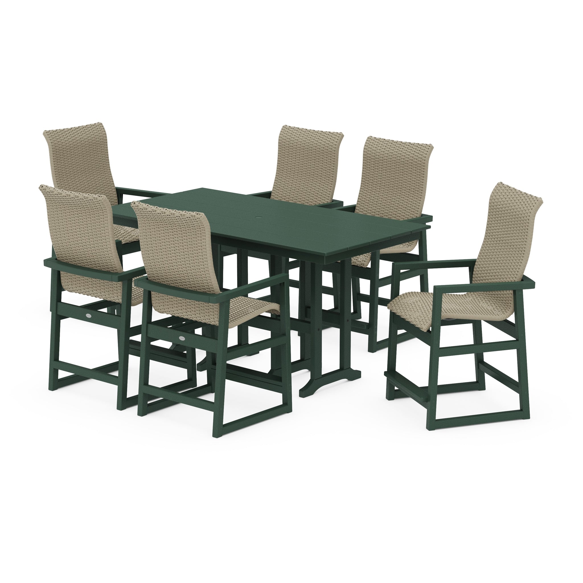 EDGE Woven Highback Arm Chair 7-Piece Farmhouse Counter Set