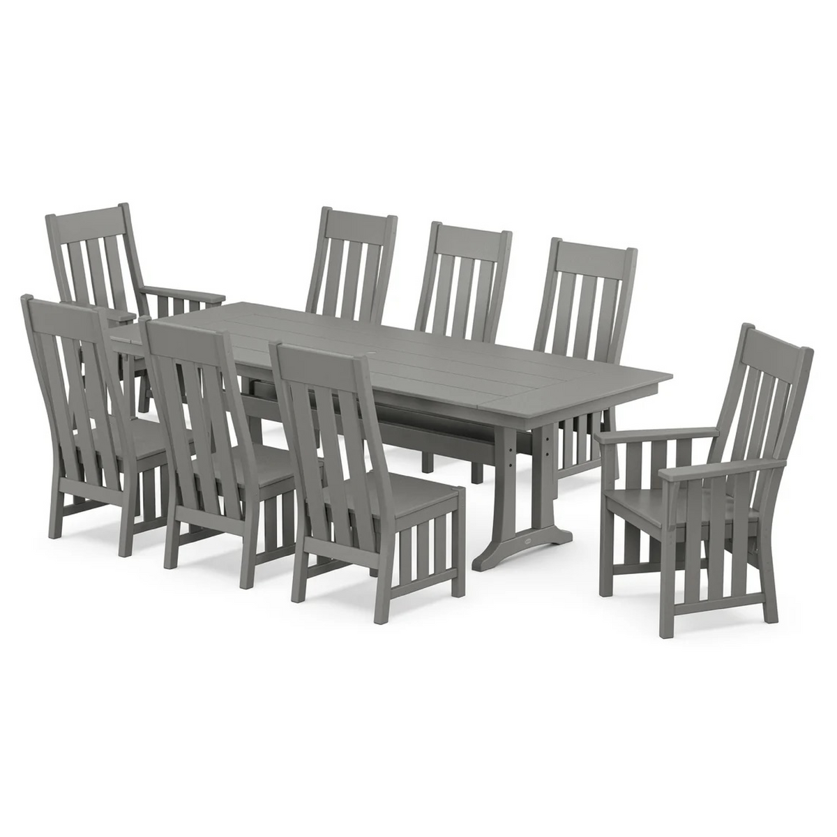 Acadia 9-Piece Farmhouse Dining Set with Trestle Legs