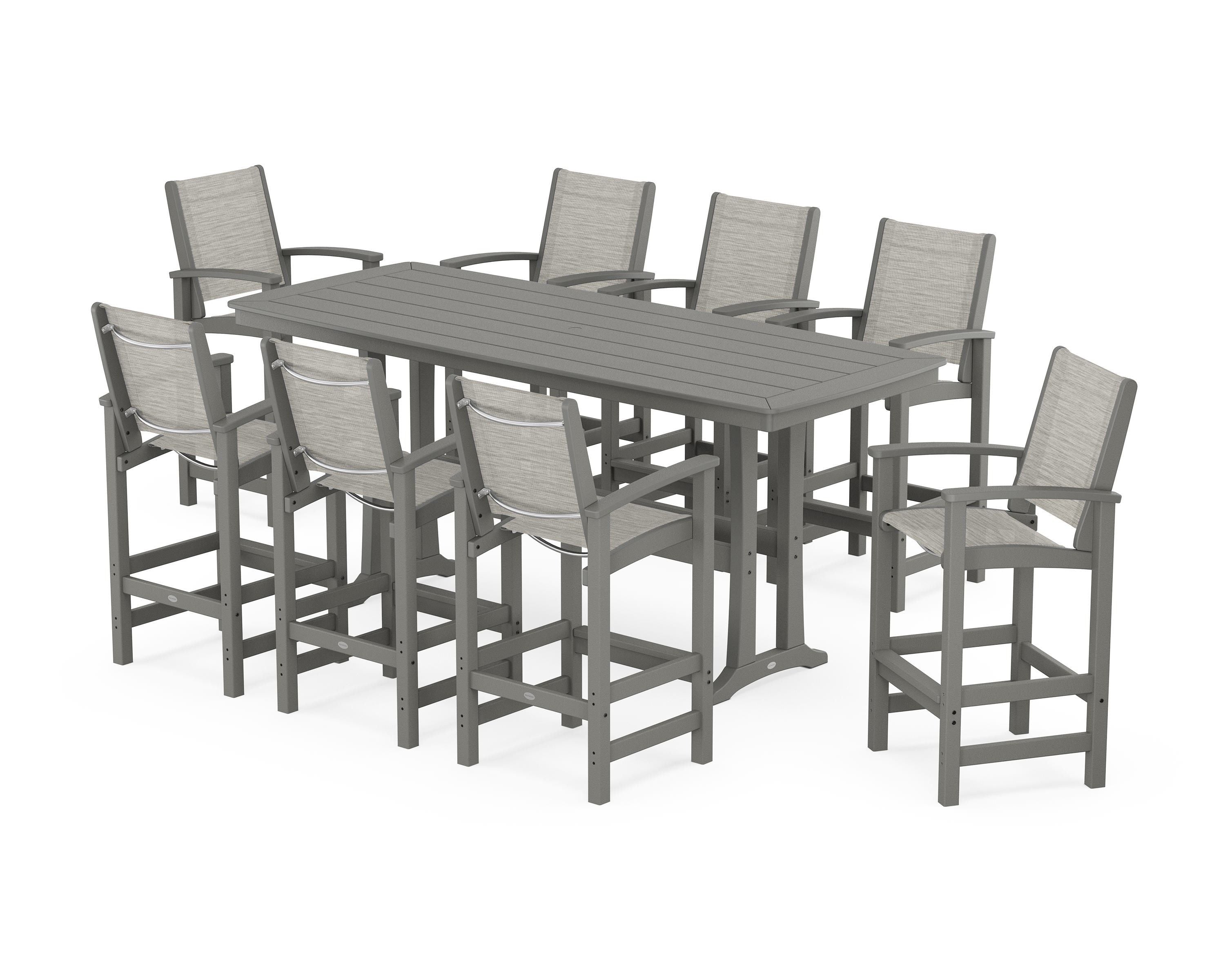 Coastal 9-Piece Bar Set with Trestle Legs