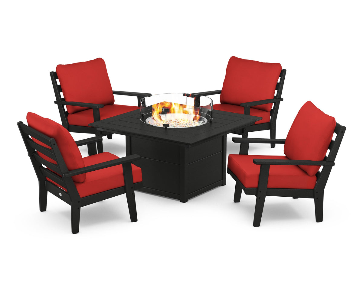 Grant Park 5-Piece Deep Seating Conversation Set with Fire Pit Table