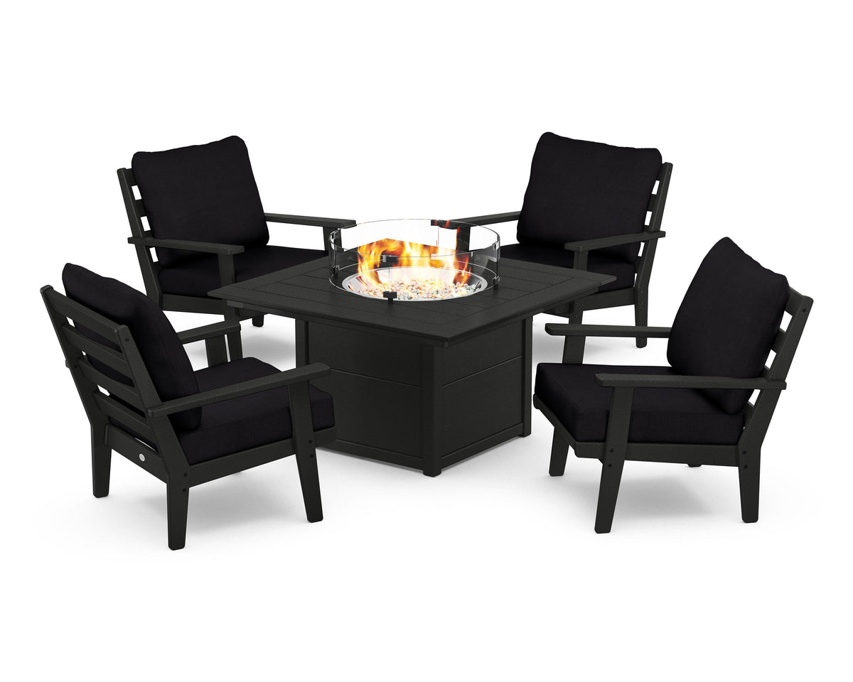 Grant Park 5-Piece Deep Seating Conversation Set with Fire Pit Table