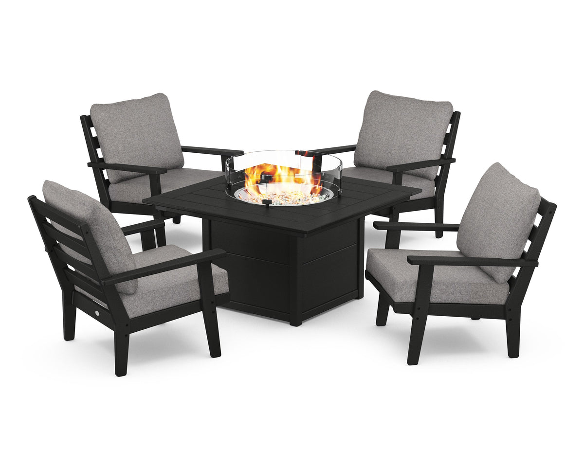 Grant Park 5-Piece Deep Seating Conversation Set with Fire Pit Table