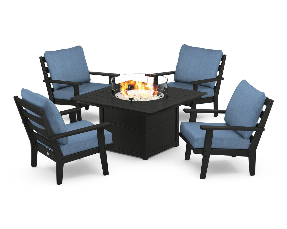 Grant Park 5-Piece Deep Seating Conversation Set with Fire Pit Table