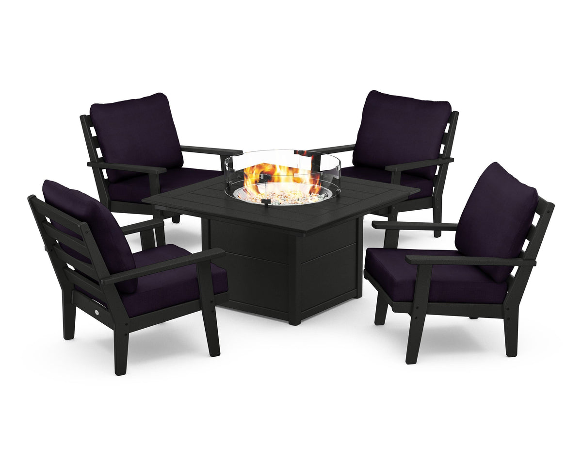 Grant Park 5-Piece Deep Seating Conversation Set with Fire Pit Table