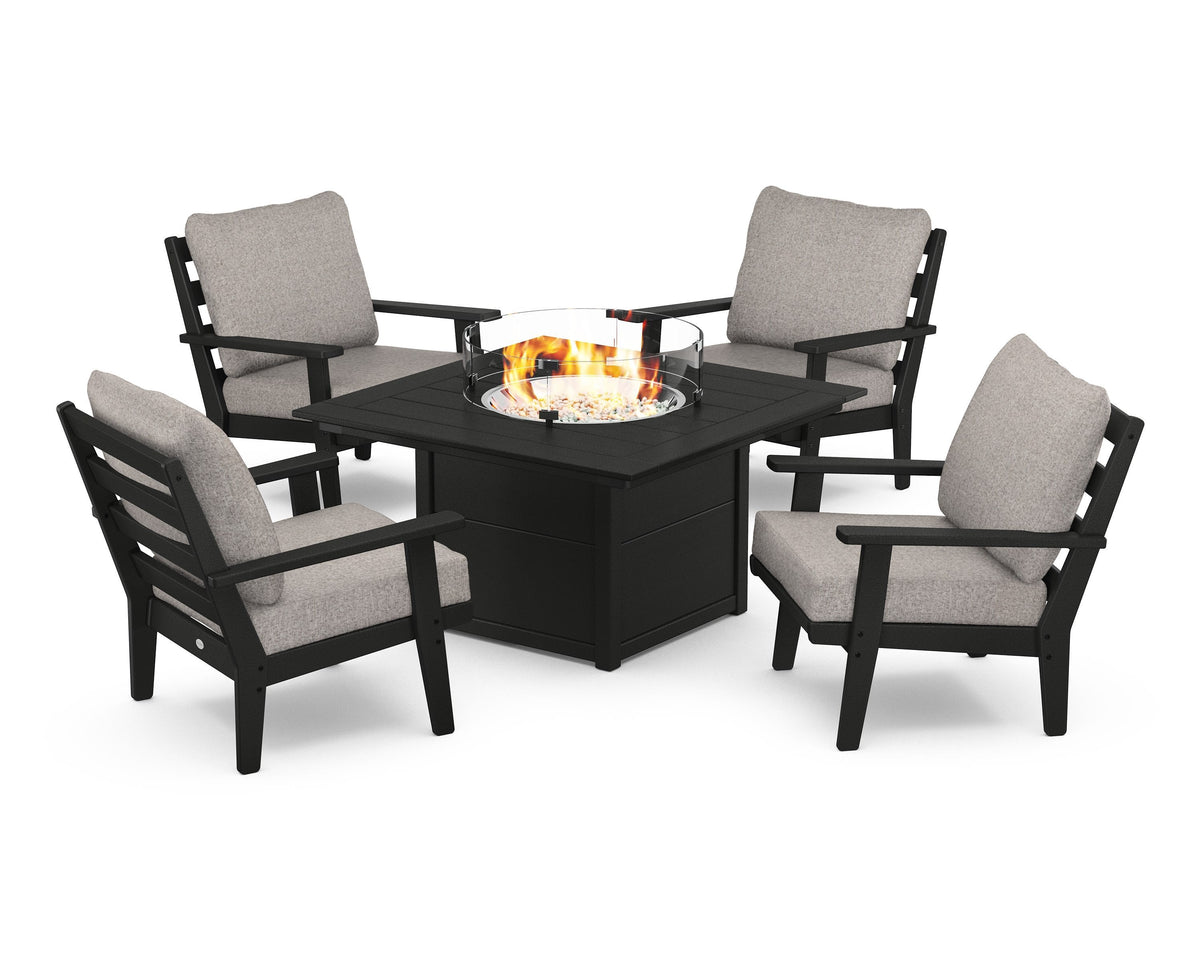 Grant Park 5-Piece Deep Seating Conversation Set with Fire Pit Table
