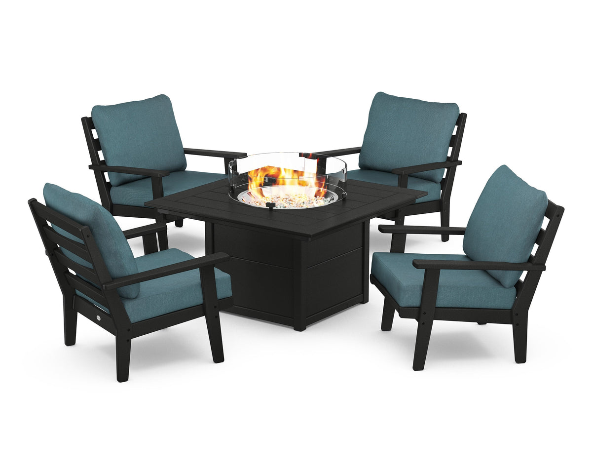 Grant Park 5-Piece Deep Seating Conversation Set with Fire Pit Table