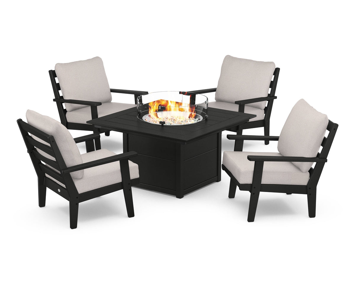 Grant Park 5-Piece Deep Seating Conversation Set with Fire Pit Table