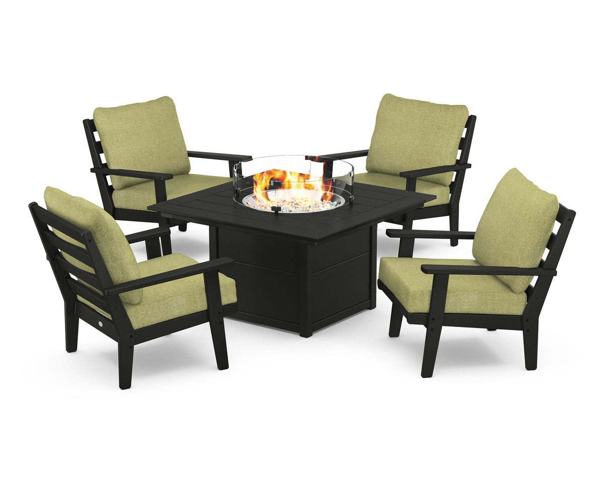 Grant Park 5-Piece Deep Seating Conversation Set with Fire Pit Table
