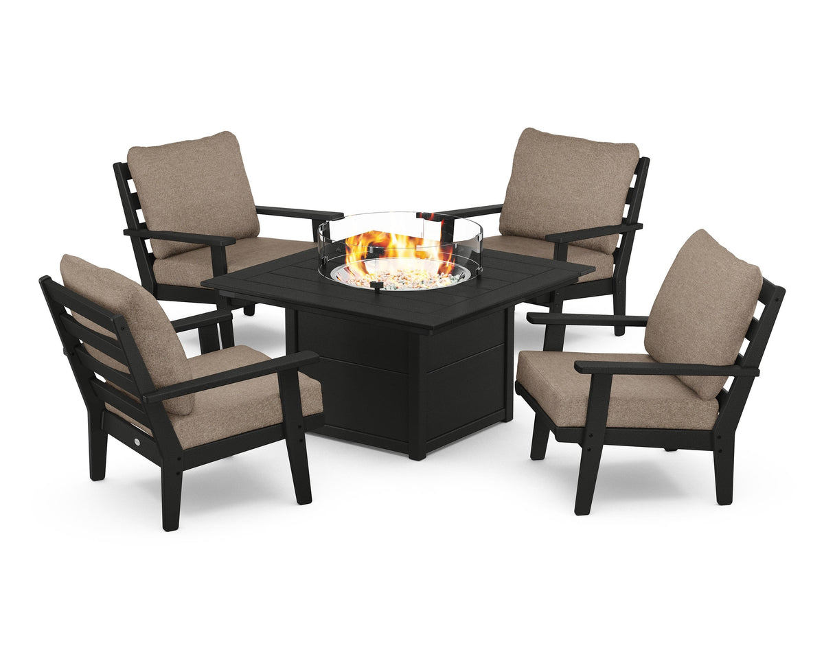 Grant Park 5-Piece Deep Seating Conversation Set with Fire Pit Table