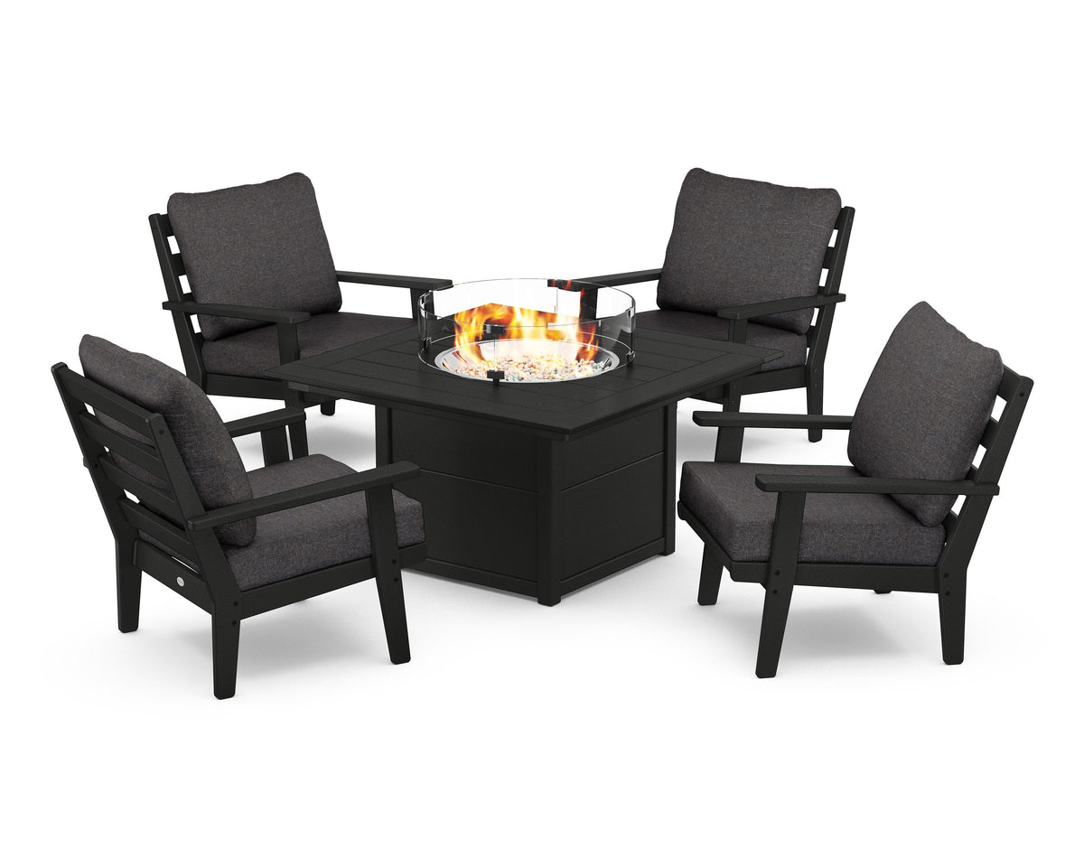 Grant Park 5-Piece Deep Seating Conversation Set with Fire Pit Table