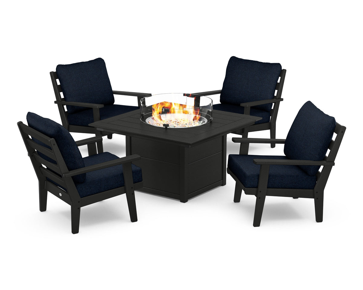 Grant Park 5-Piece Deep Seating Conversation Set with Fire Pit Table