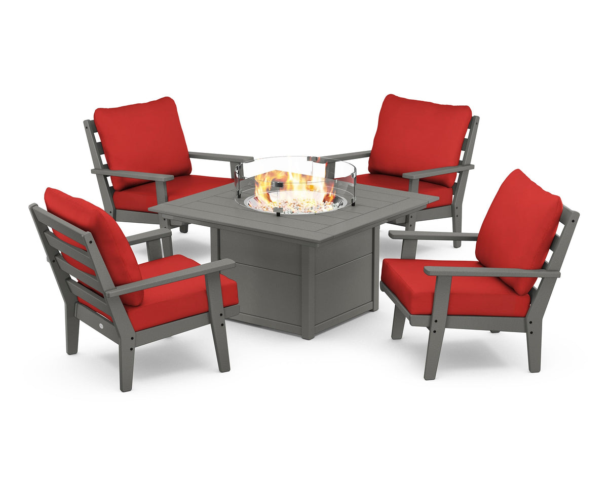 Grant Park 5-Piece Deep Seating Conversation Set with Fire Pit Table