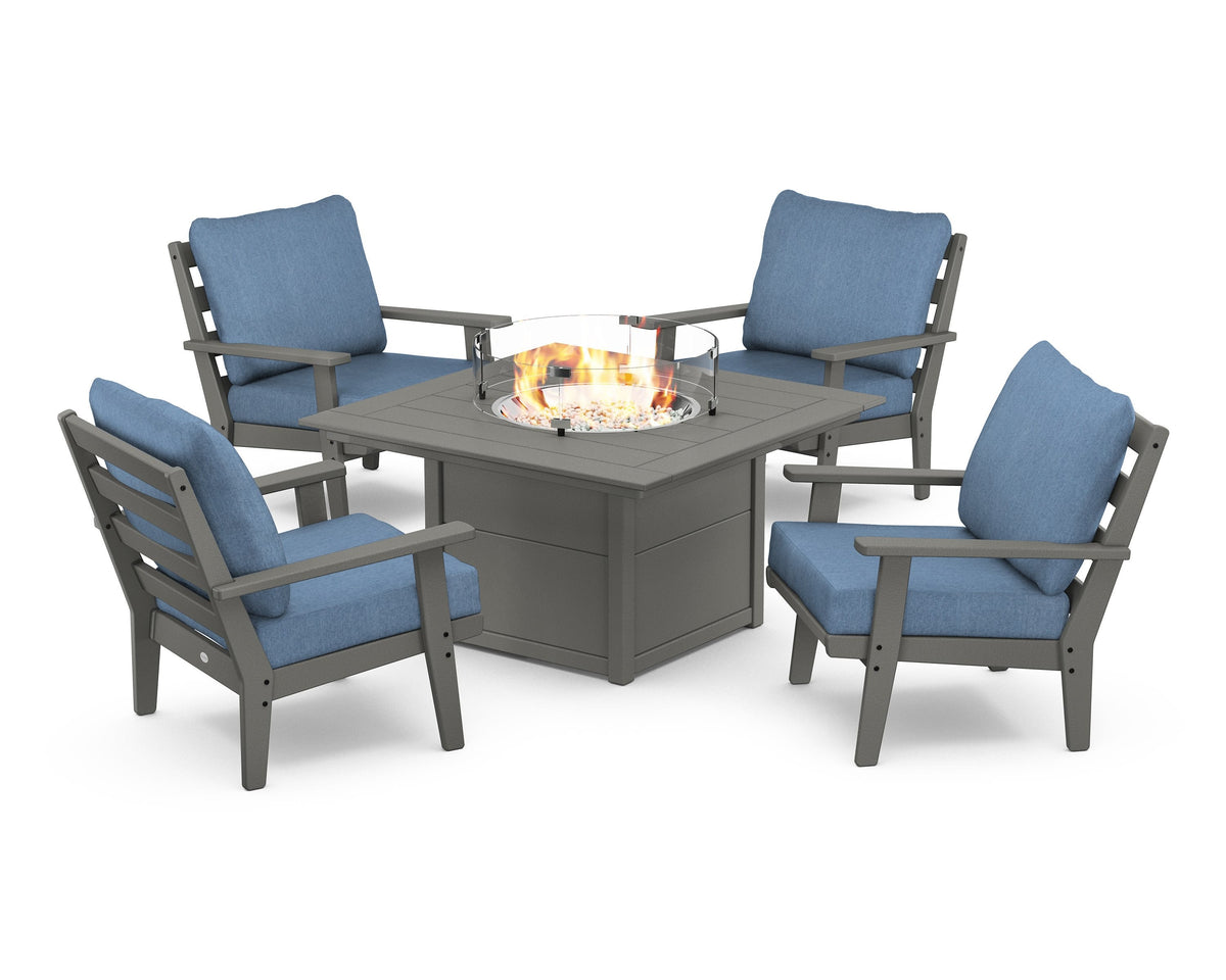 Grant Park 5-Piece Deep Seating Conversation Set with Fire Pit Table