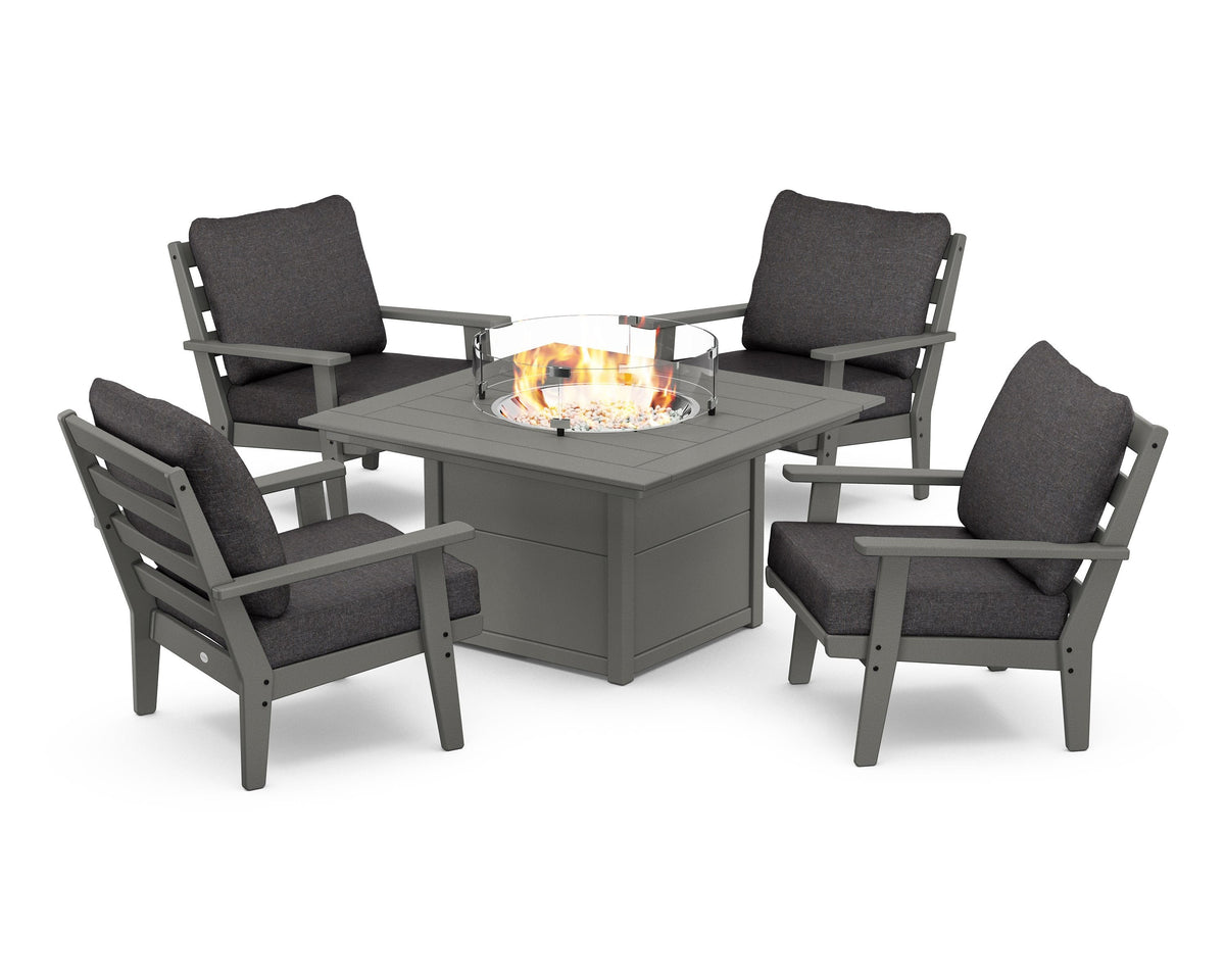 Grant Park 5-Piece Deep Seating Conversation Set with Fire Pit Table