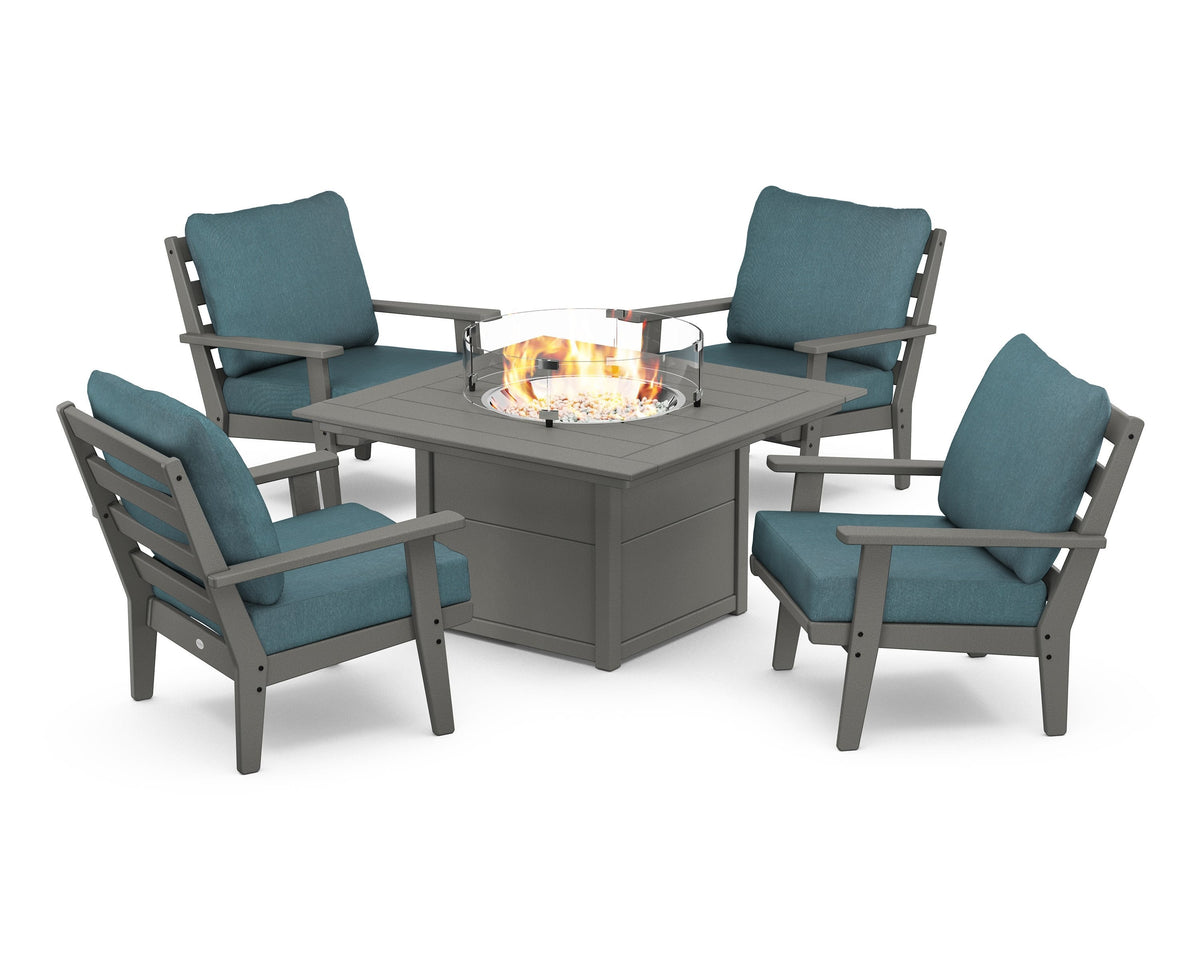 Grant Park 5-Piece Deep Seating Conversation Set with Fire Pit Table