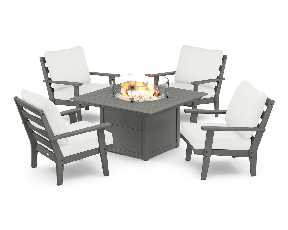 Grant Park 5-Piece Deep Seating Conversation Set with Fire Pit Table