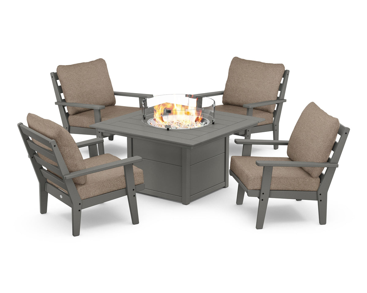 Grant Park 5-Piece Deep Seating Conversation Set with Fire Pit Table