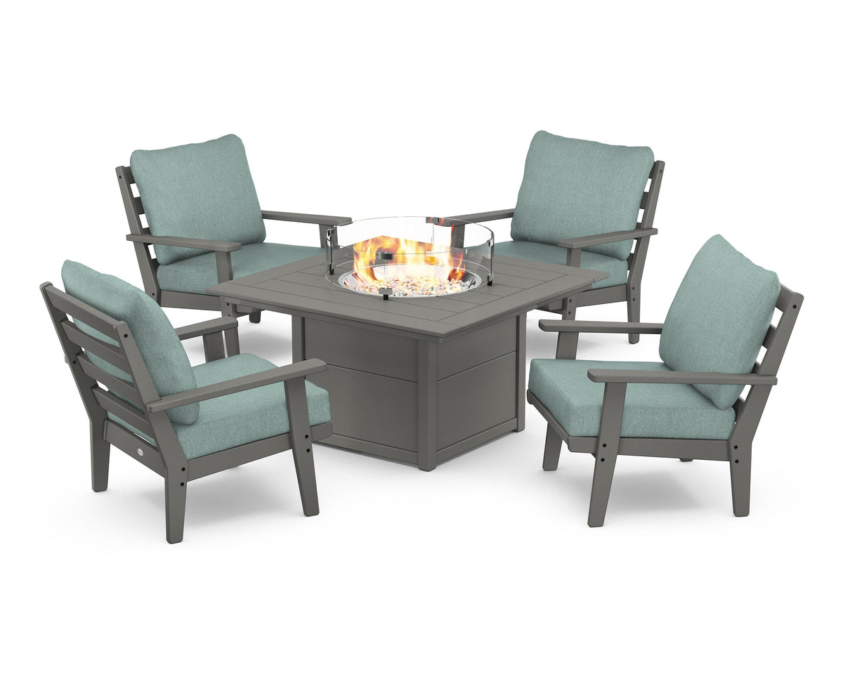 Grant Park 5-Piece Deep Seating Conversation Set with Fire Pit Table