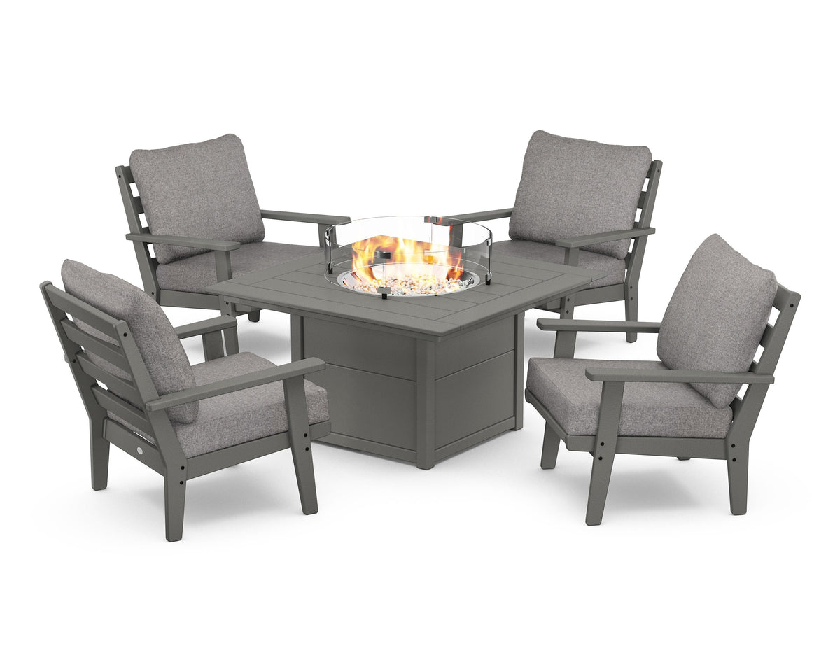 Grant Park 5-Piece Deep Seating Conversation Set with Fire Pit Table