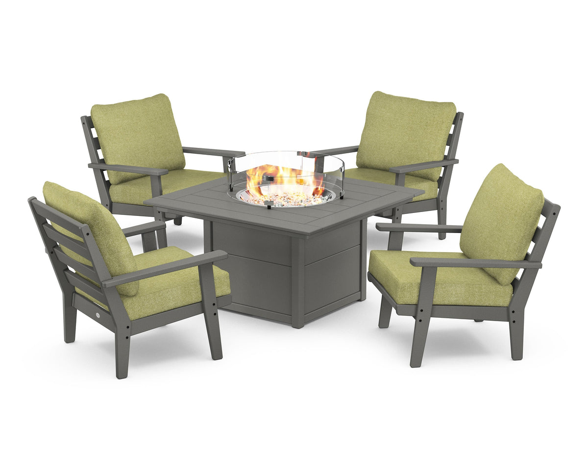 Grant Park 5-Piece Deep Seating Conversation Set with Fire Pit Table