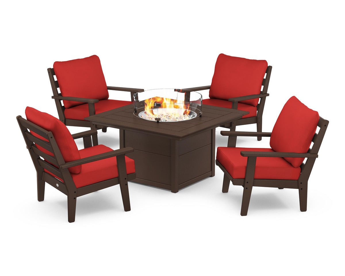 Grant Park 5-Piece Deep Seating Conversation Set with Fire Pit Table