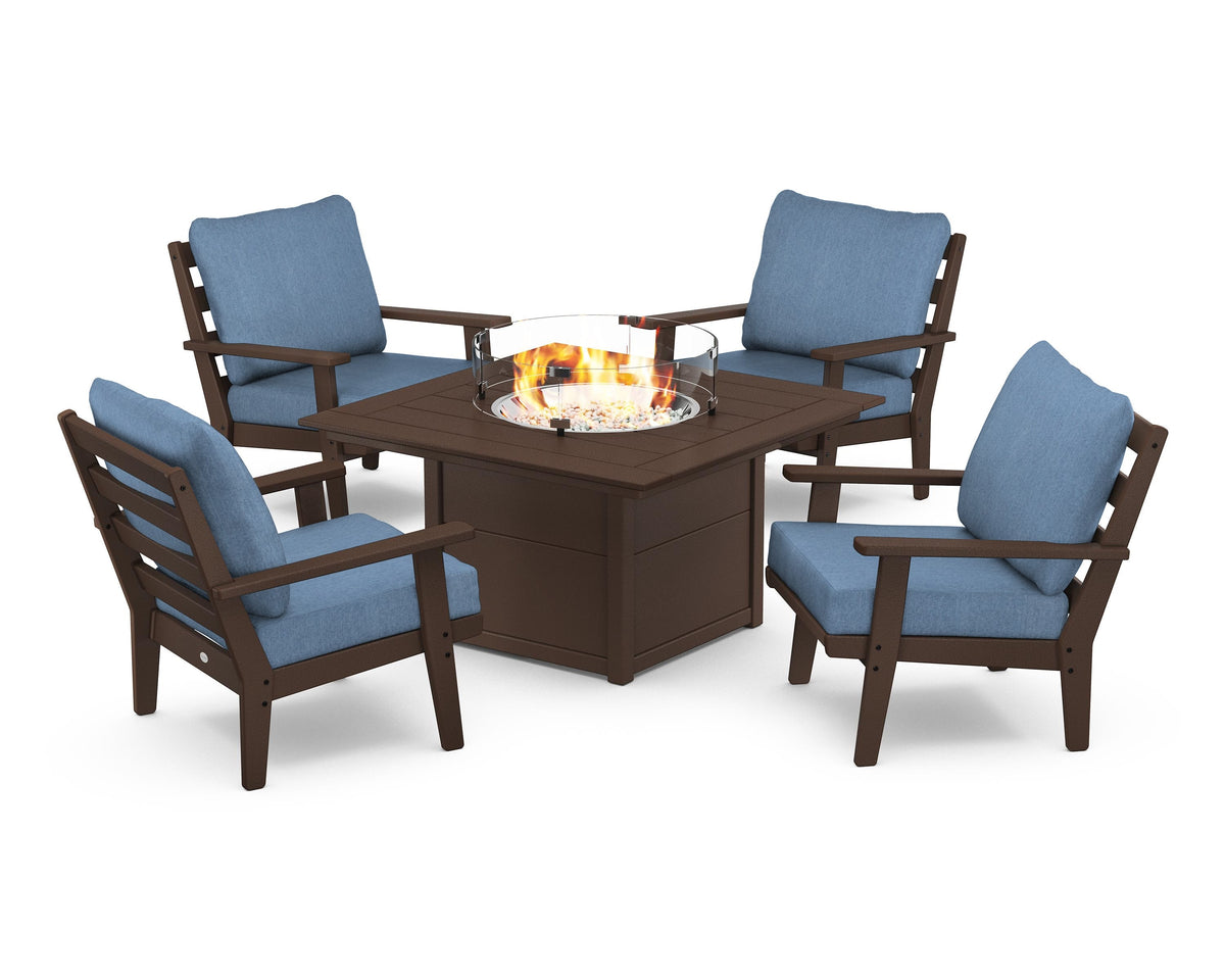 Grant Park 5-Piece Deep Seating Conversation Set with Fire Pit Table