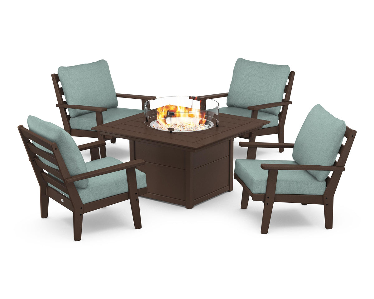 Grant Park 5-Piece Deep Seating Conversation Set with Fire Pit Table