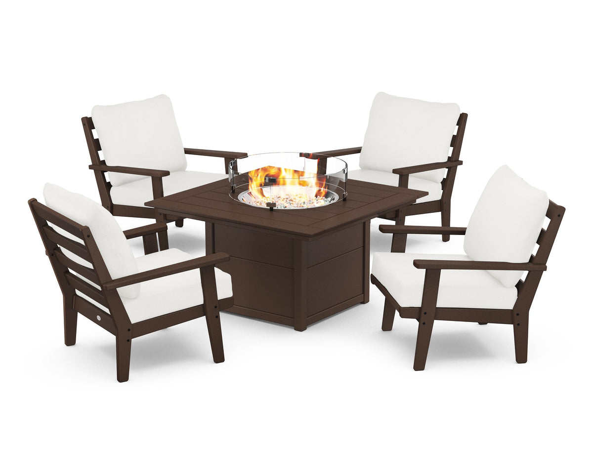 Grant Park 5-Piece Deep Seating Conversation Set with Fire Pit Table