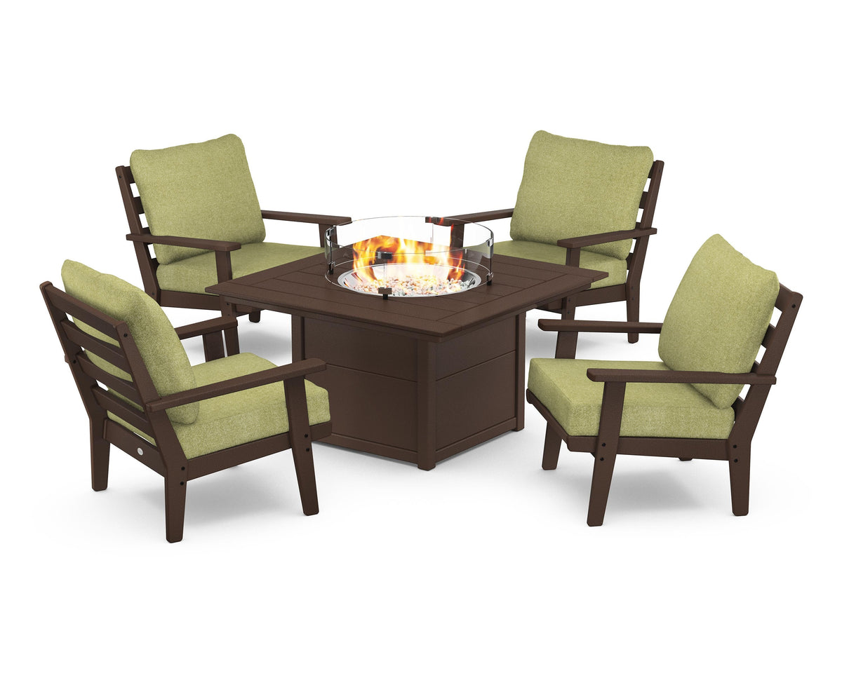 Grant Park 5-Piece Deep Seating Conversation Set with Fire Pit Table