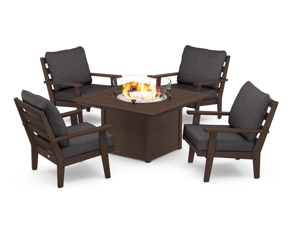 Grant Park 5-Piece Deep Seating Conversation Set with Fire Pit Table