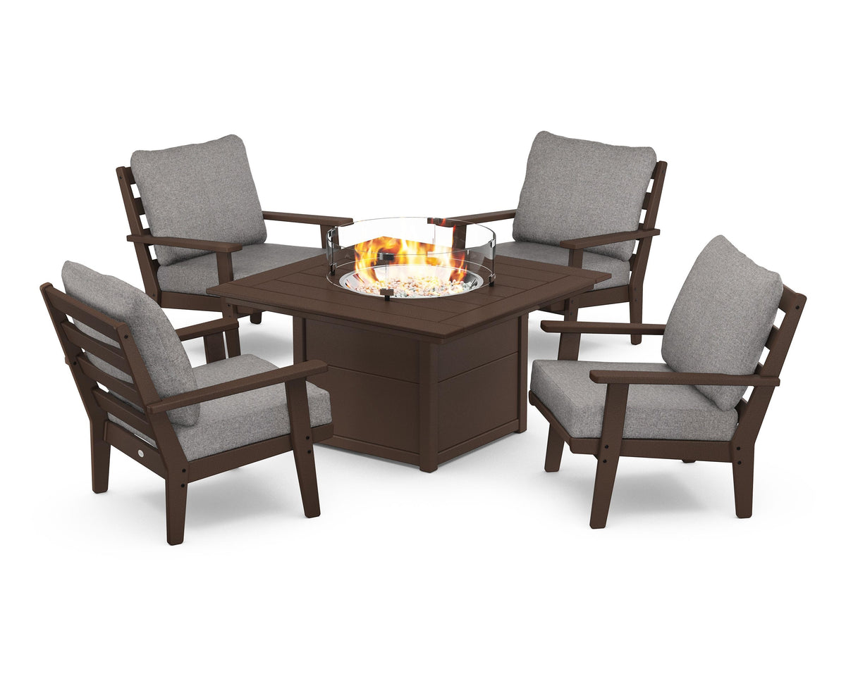 Grant Park 5-Piece Deep Seating Conversation Set with Fire Pit Table