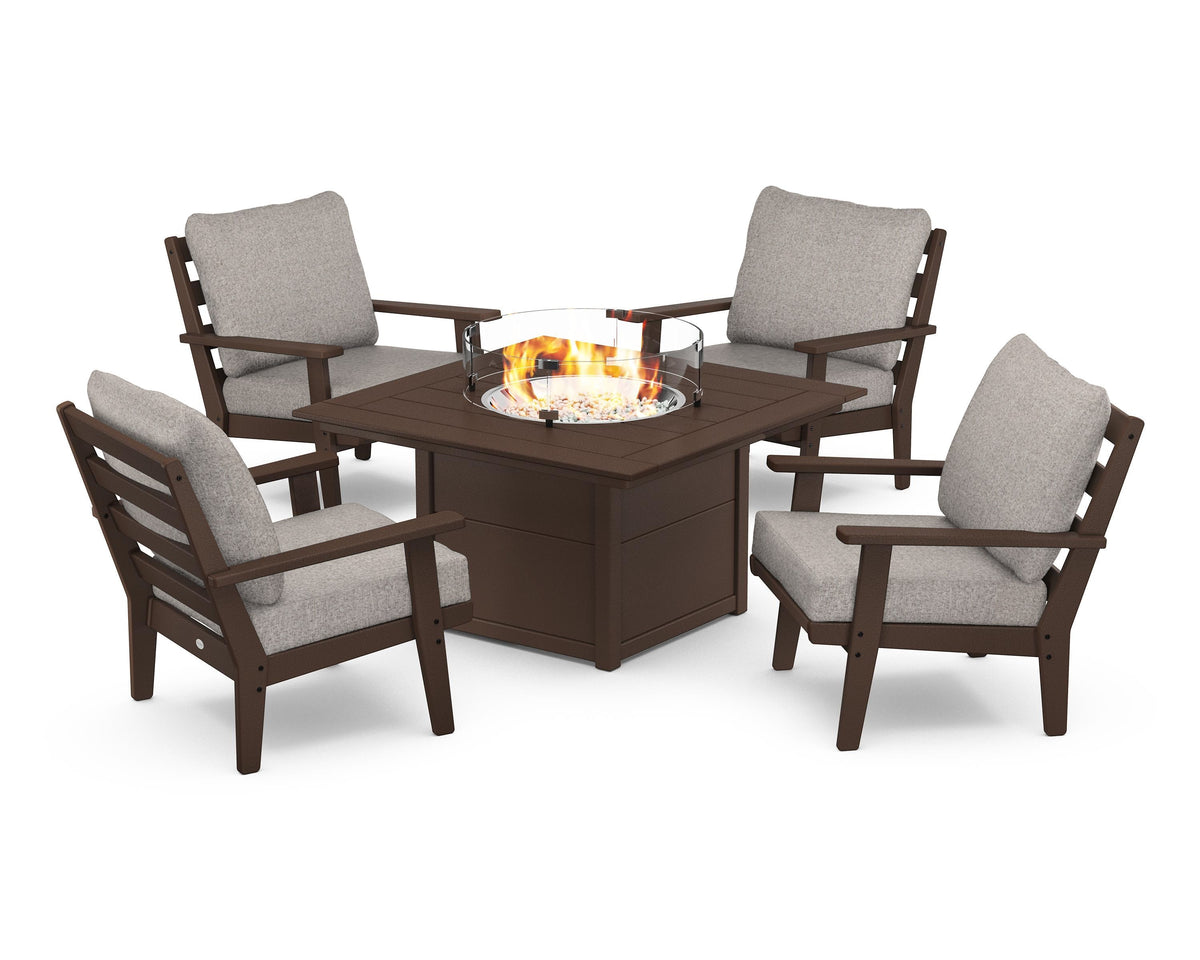 Grant Park 5-Piece Deep Seating Conversation Set with Fire Pit Table