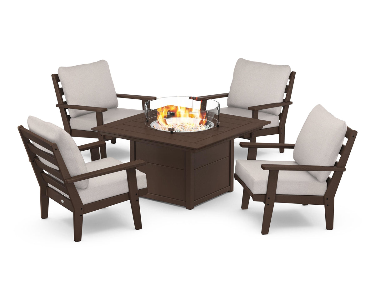 Grant Park 5-Piece Deep Seating Conversation Set with Fire Pit Table