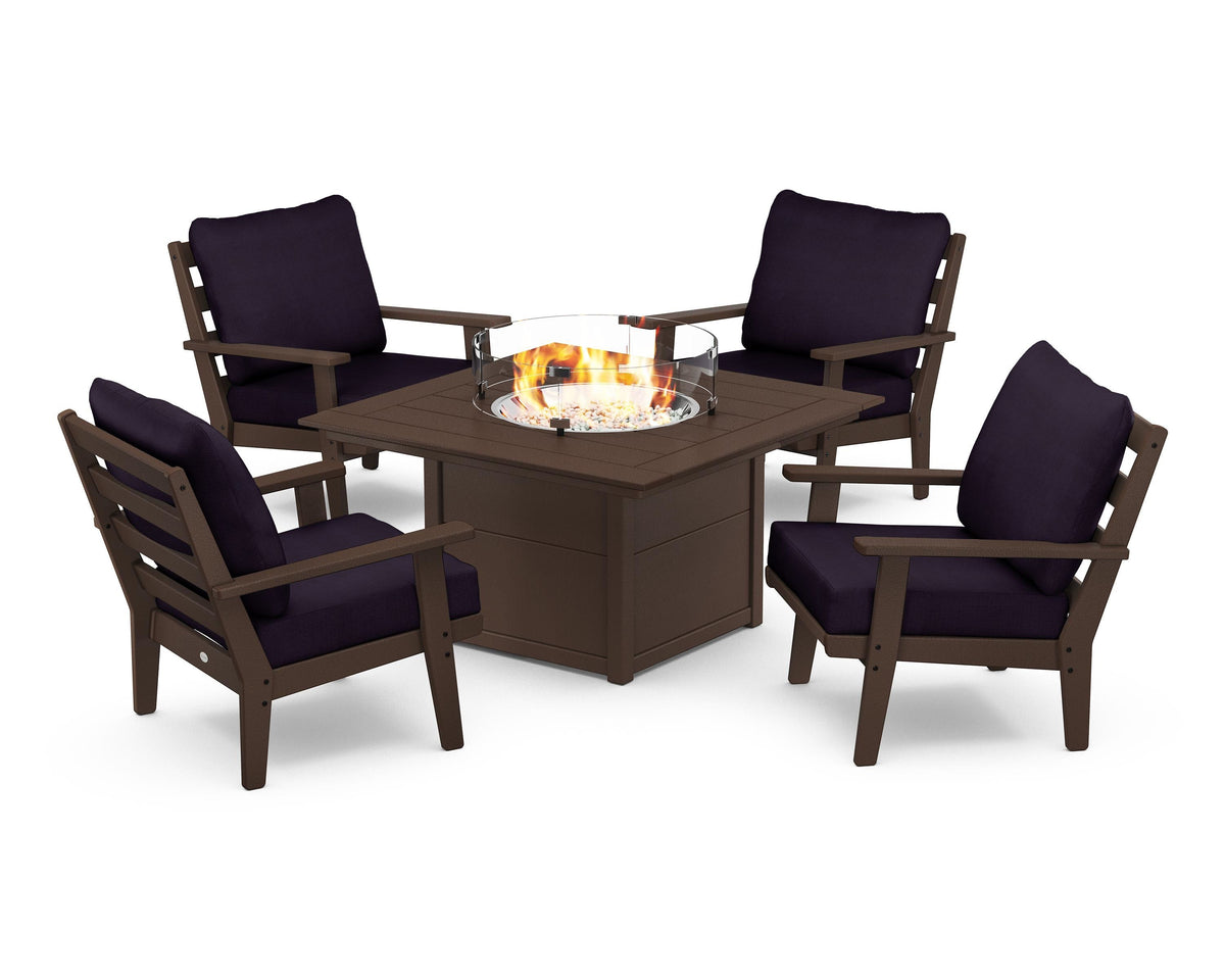 Grant Park 5-Piece Deep Seating Conversation Set with Fire Pit Table