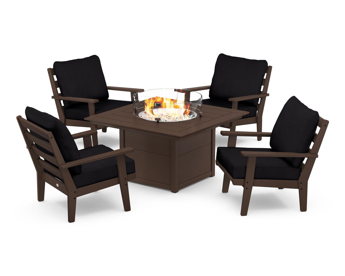 Grant Park 5-Piece Deep Seating Conversation Set with Fire Pit Table