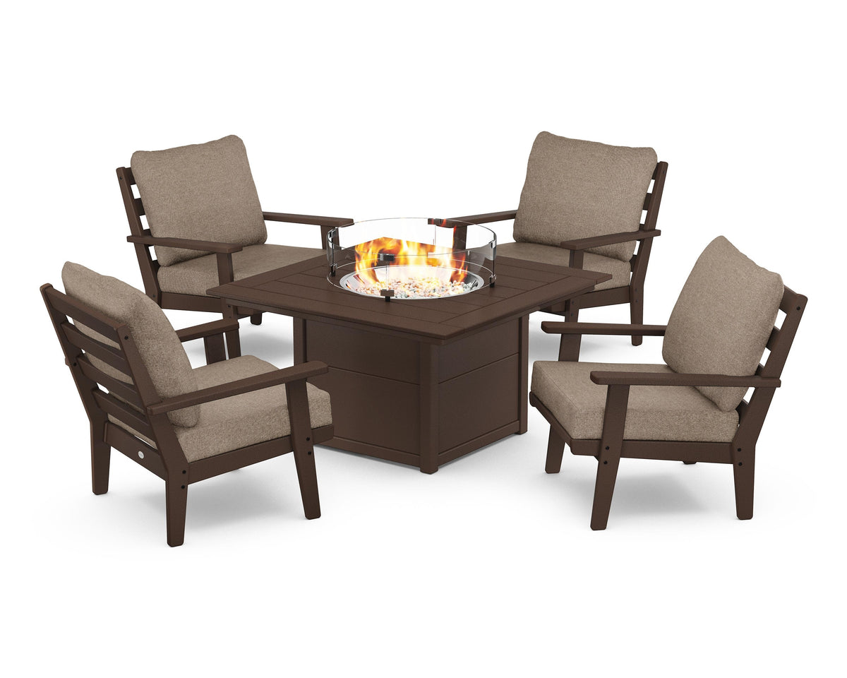 Grant Park 5-Piece Deep Seating Conversation Set with Fire Pit Table