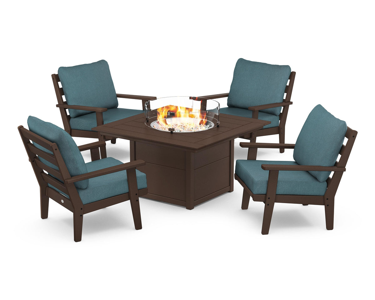 Grant Park 5-Piece Deep Seating Conversation Set with Fire Pit Table