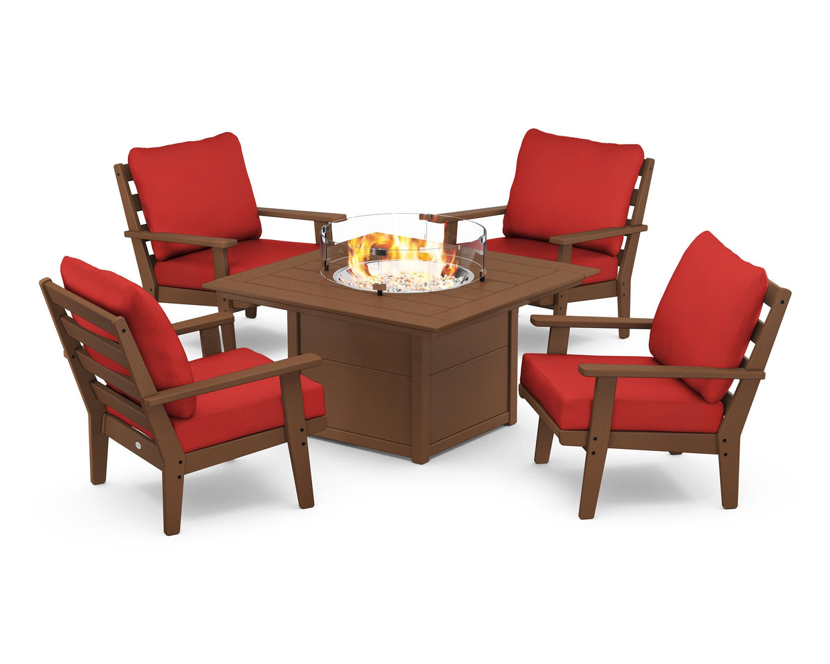 Grant Park 5-Piece Deep Seating Conversation Set with Fire Pit Table