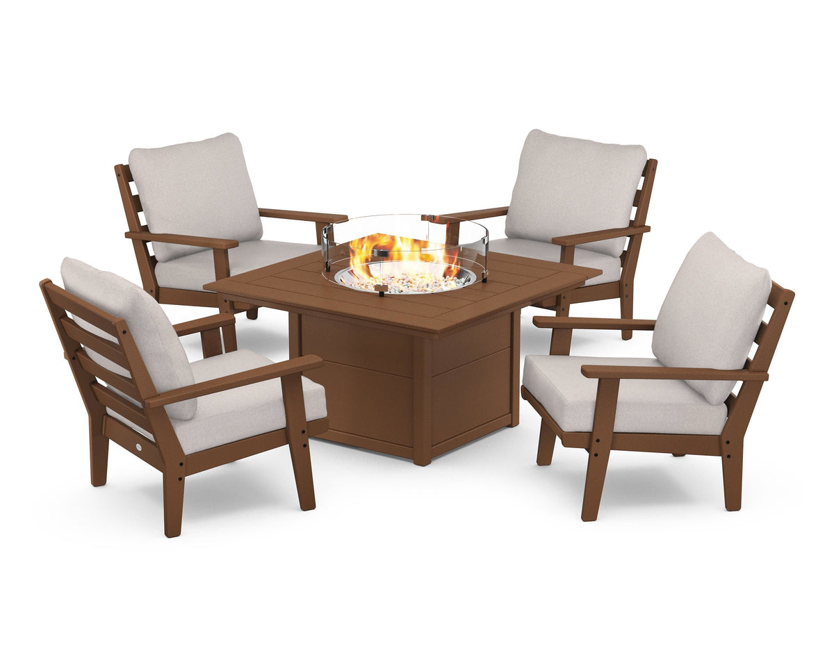Grant Park 5-Piece Deep Seating Conversation Set with Fire Pit Table