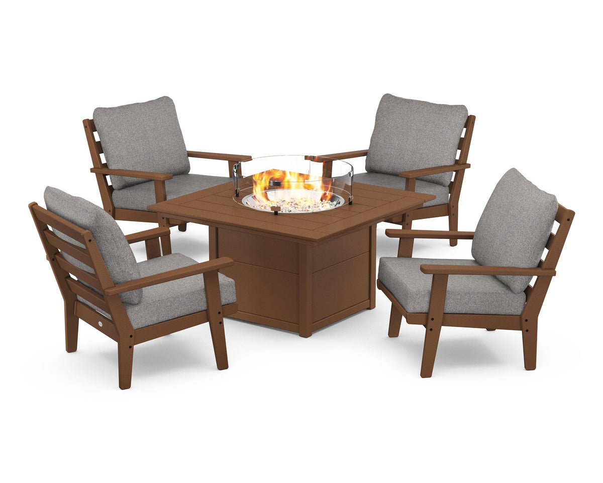 Grant Park 5-Piece Deep Seating Conversation Set with Fire Pit Table