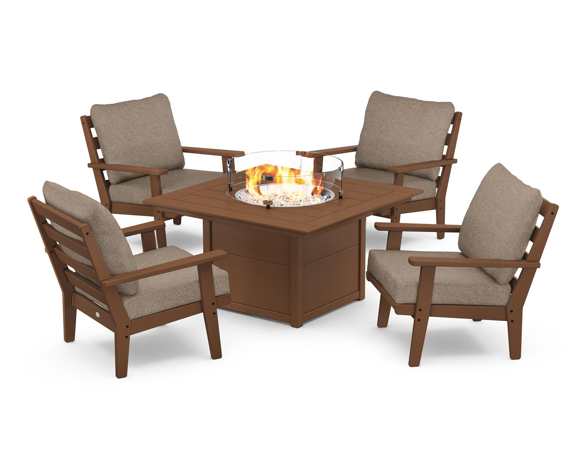 Grant Park 5-Piece Deep Seating Conversation Set with Fire Pit Table