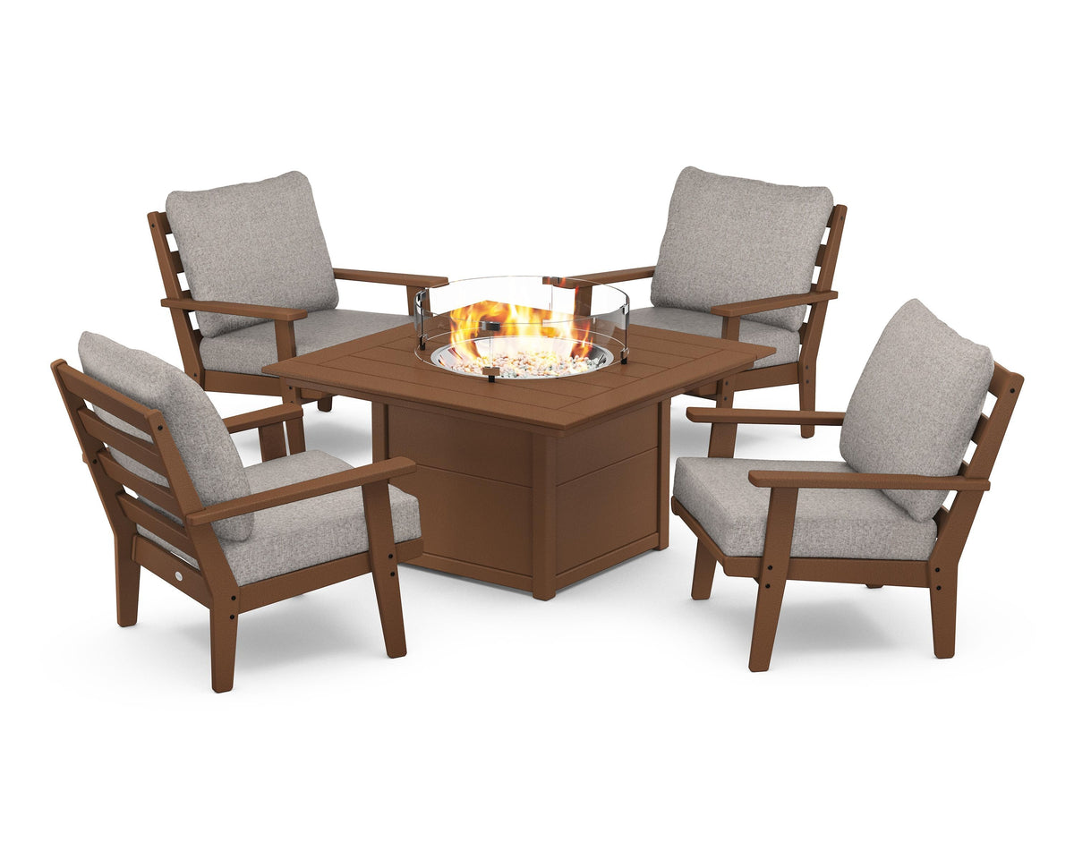 Grant Park 5-Piece Deep Seating Conversation Set with Fire Pit Table