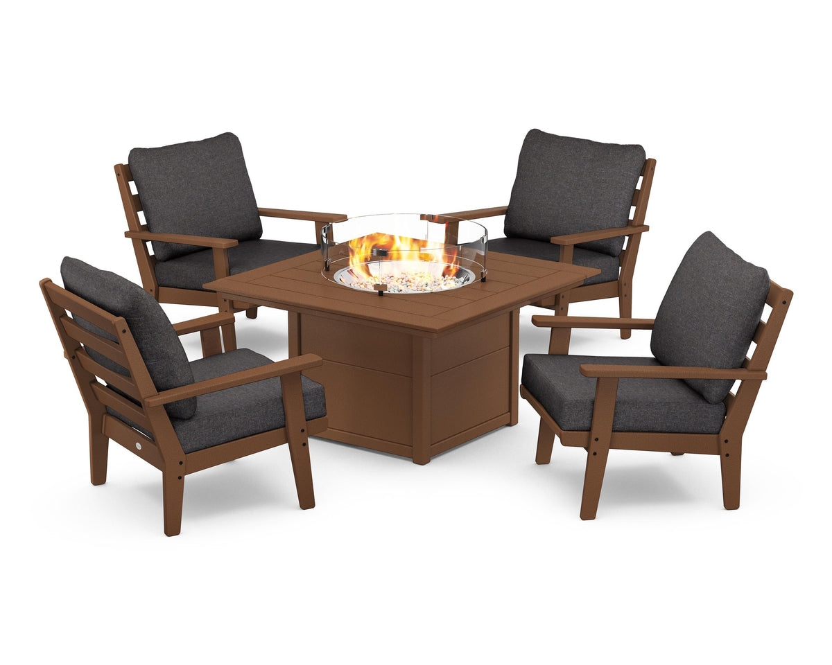 Grant Park 5-Piece Deep Seating Conversation Set with Fire Pit Table