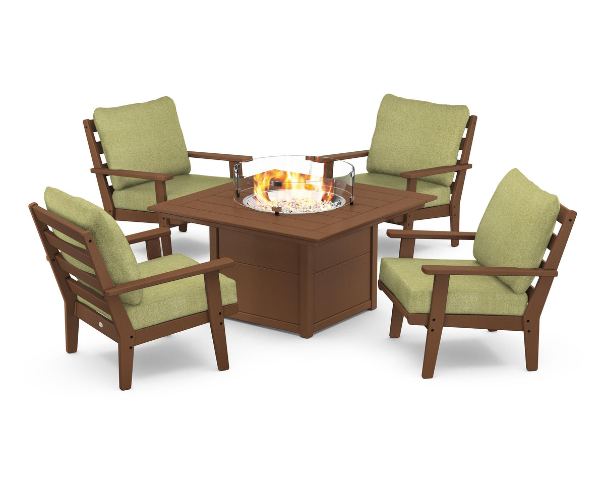 Grant Park 5-Piece Deep Seating Conversation Set with Fire Pit Table