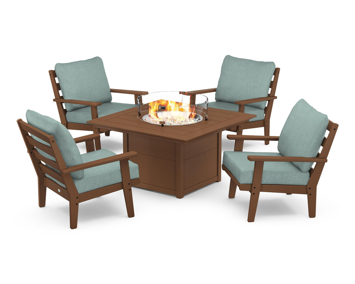 Grant Park 5-Piece Deep Seating Conversation Set with Fire Pit Table