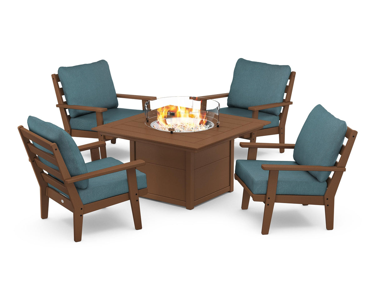 Grant Park 5-Piece Deep Seating Conversation Set with Fire Pit Table